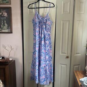 Amazon Women's Floral Maxi Dress - Blue and Pink